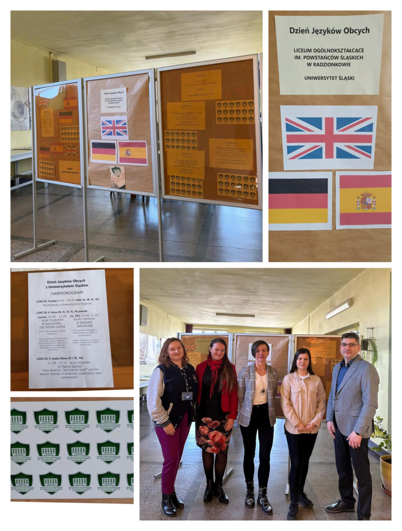 Tablice informacyjne w liceum o Dniu Języków Obcych