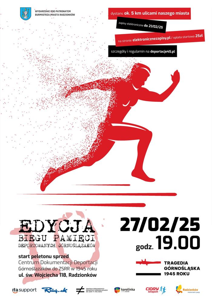 Plakat o X Biegu Pamięci Deportowanych Górnoślązaków