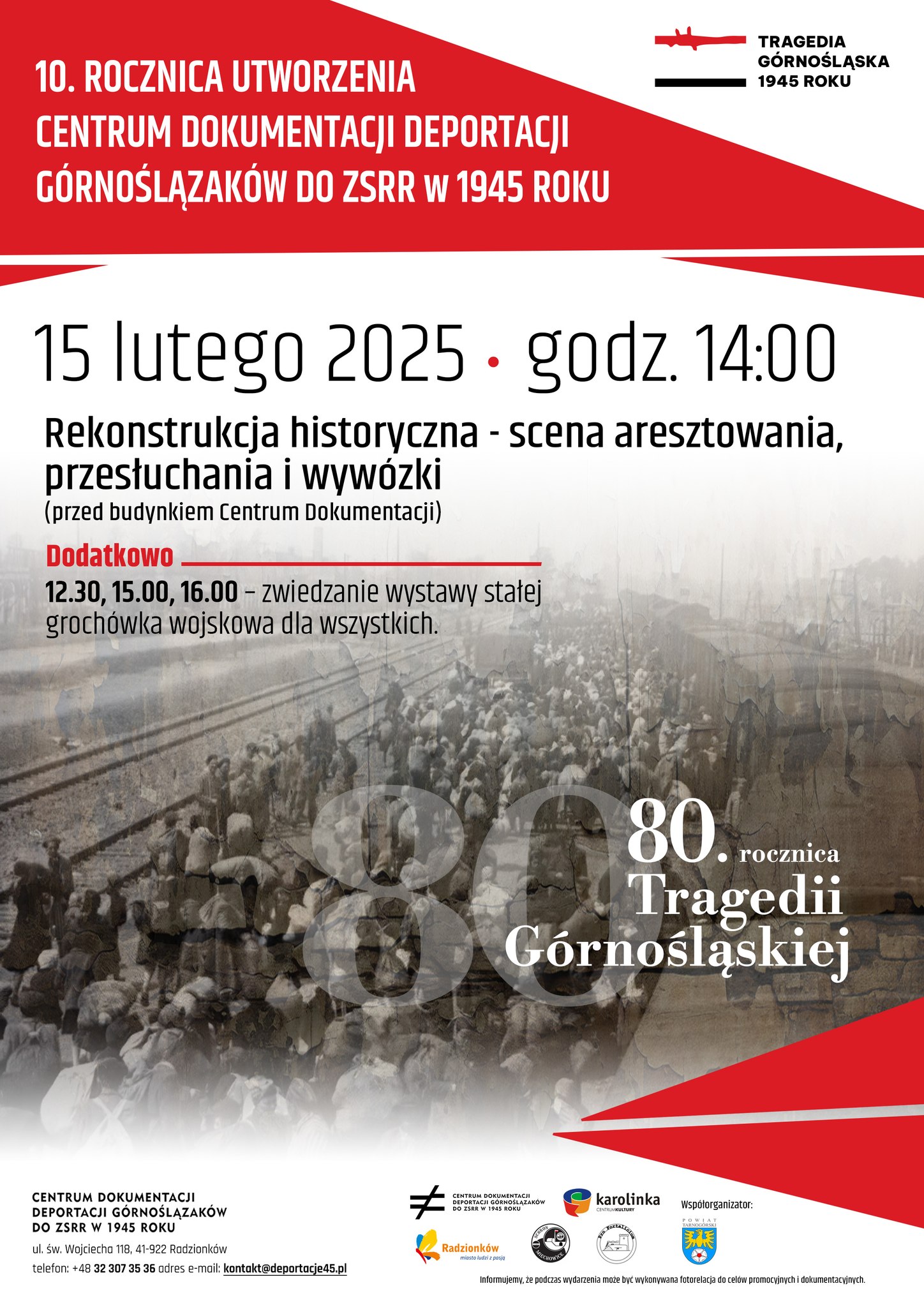 Plakat informacyjny o rekonstrukcji historycznej 15 luty 2025