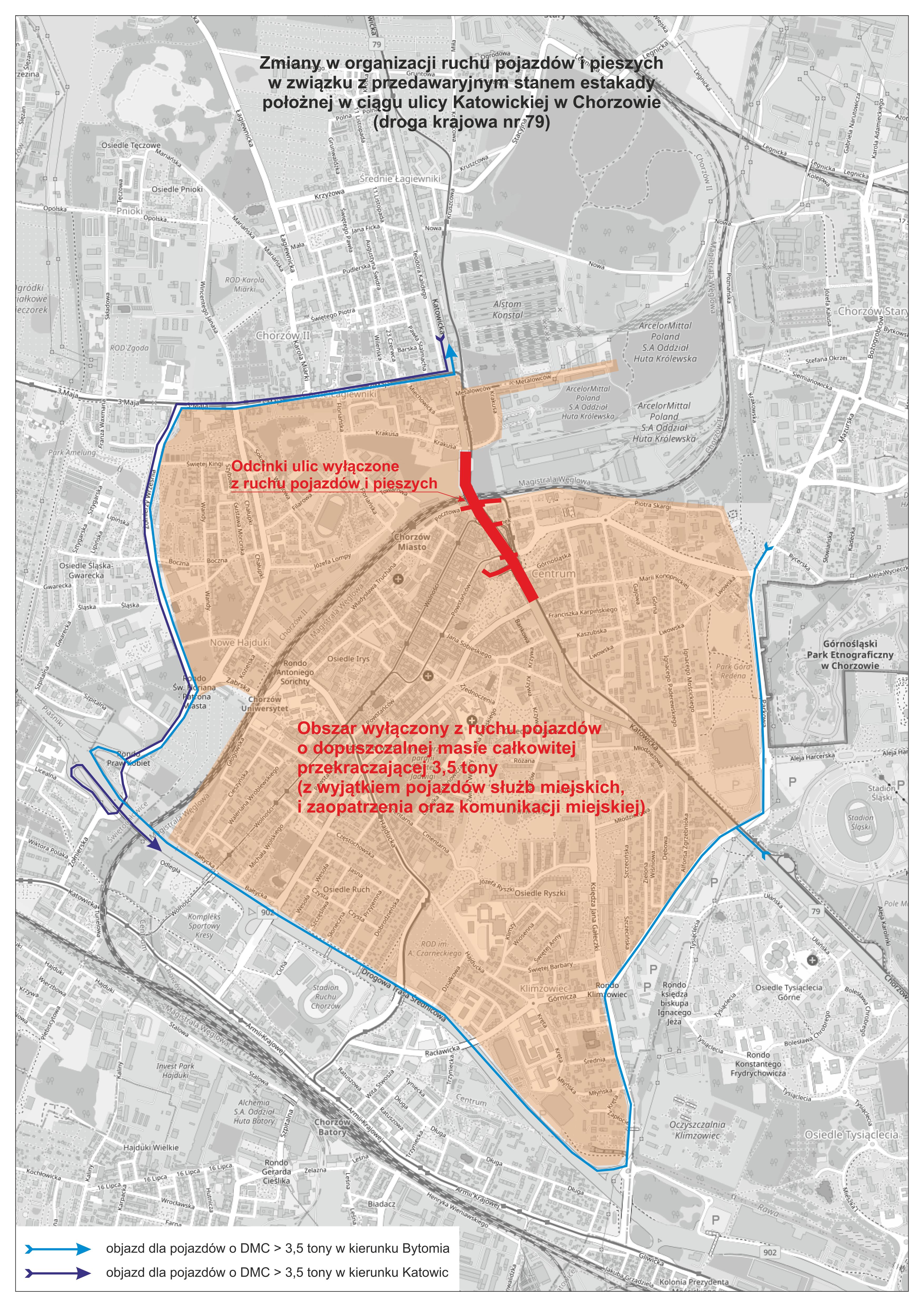 mapka objazdów estakady
