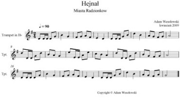 Widok na nuty hejnału Radzionkowa